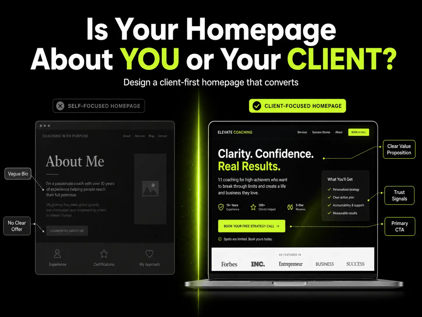 Client First Homepage for Coaches